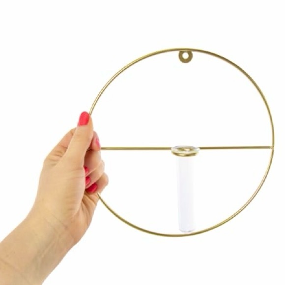 Gold Metal + Glass Wall Planter — NIB - Picture 2 of 2